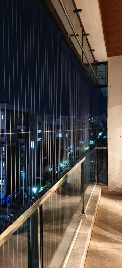 Apartment balcony safety grill installation